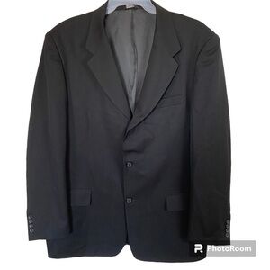 Luca Rossi Italia men's 46L black blazer suit coat 100% pure wool three buttons